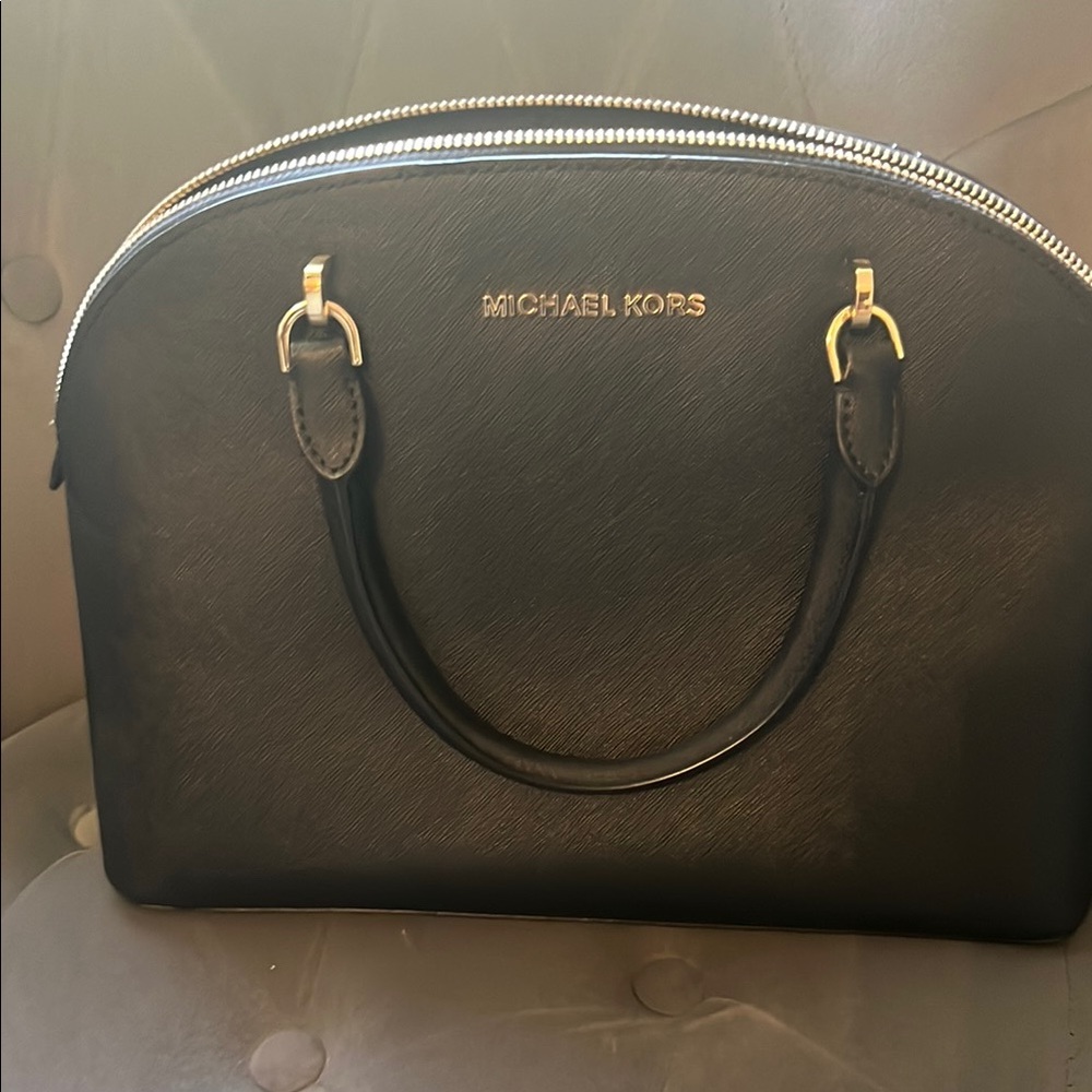 Michael Kors Black Satchel with Gold Accents